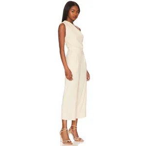 Free People Avery One Shoulder Jumpsuit Wide Leg Pockets Cream Ivory US 4 NWT thumbnail 4