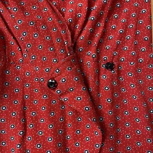 Cooperative Womens Large Red V Neck Wrap Top Long Sleeve Flower Polka Dot‎ thumbnail 12