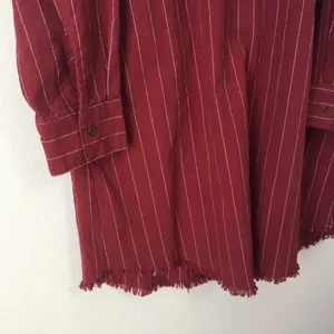 Umgee • Red Striped Long Sleeve Shirt Dress with Pockets Fringe Hem Medium thumbnail 11