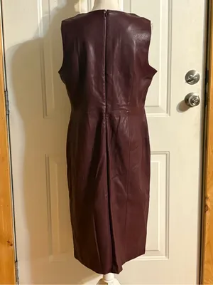 Ann Taylor Sleeveless Faux Leather Shift Dress in Deep Plum size 12 thumbnail 5