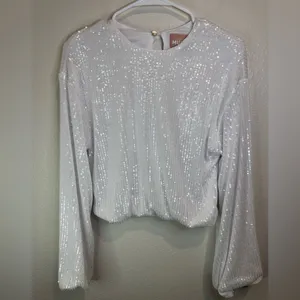NWT SHOW ME YOUR MUMU Good Times Top in‎ White Sequins Size S thumbnail 4