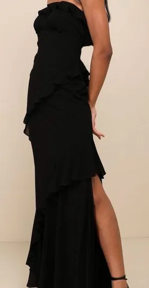 Lulus Black Maxi Dress Strapless Ruffled thumbnail 1