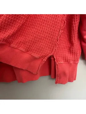 American Eagle AE Big Hug Waffle Sweatshirt salmon orange sweater M thumbnail 6