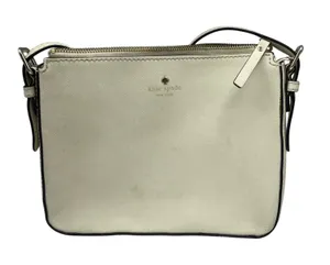 Kate Spade Cream Leather Square Crossbody Handbag Purse Medium Bag Classic thumbnail 1