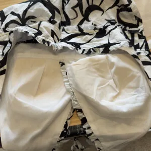VTG y2k BCX Women Halter Neck Babydoll Top Large White Cotton Black Floral Party thumbnail 11