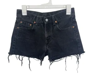 Levi’s Women’s 550 Black Denim Cut Off Shorts 27 Grunge Festival Beach Raw Hem thumbnail 1