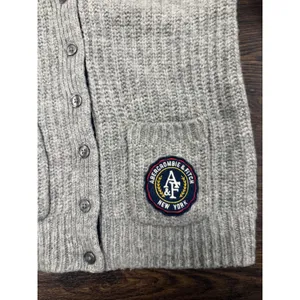 Abercrombie & Fitch Gray Ribbed Knit Varsity Cardigan -‎ Size S thumbnail 2