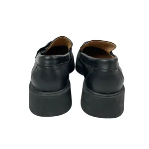 Women's Black Leather Slip On Square Toe Block Heel Casual Loafers Shoes 40/9.5 thumbnail 3