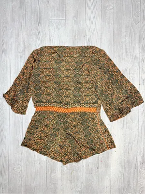 Earthbound neutral short Bell sleeve shorts romper boho small outfit thumbnail 6