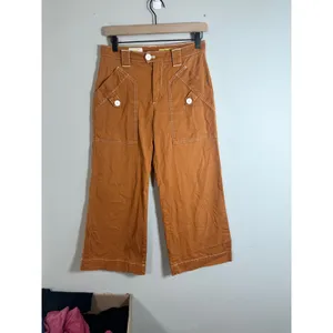 Maeve Anthropologie Burnt Orange Cropped Wide Leg Carpenter Pants Size 4 thumbnail 5