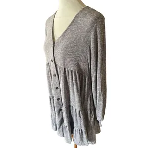 Ces Femme Baby Doll Button Down Swing Dress Mocha Gray Size Small -NWT thumbnail 9