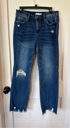 Vervet Flying Monkey Women's Dark Blue Distressed Boyfriend Jeans thumbnail 1