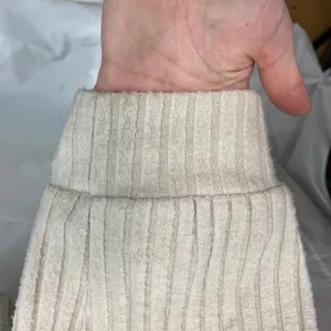 Women's beige soft‎ ribbed pull on drawstring high waisted lounge pajama pants M Size M thumbnail 4