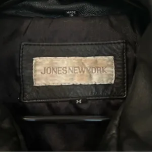 Jones New York Leather‎ Jacket Women M Black Vintage 90s Y2K Minimalist Classic thumbnail 4
