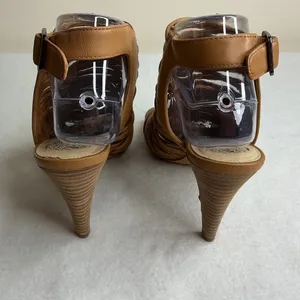Vince Camuto Women Tan Strappy Cage Open Toe Heel Sandals Size 8 thumbnail 5