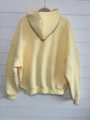 Comfrt Oversize Light Yellow Zip-Up Bomber Hoodie size M thumbnail 3