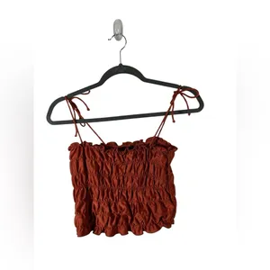 Urban Outfitters Rust Smocked Tie-Strap Crop Top Size Small‎ thumbnail 2