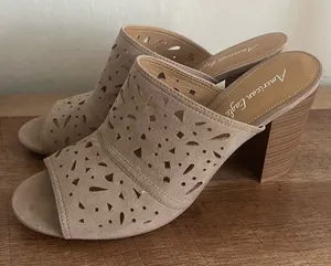American Eagle Perforated Block Heel Mule Sandals Size 12 thumbnail 1