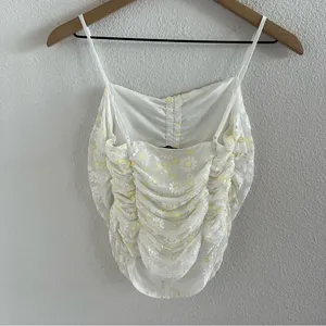 Zara White Ruched Draped Daisy Floral Cami Top Daisy Medium thumbnail 2