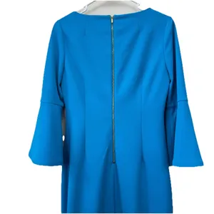 Calvin Klein Turquoise Blue‎ 3/4 Bell Sleeve Stretch Crepe Sheath Dress Size 6 thumbnail 6