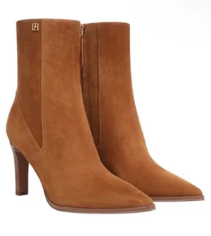Franco Sarto "Appia" saddle Brown Suede Heeled dress Boots bootie NIB 8.5 thumbnail 1
