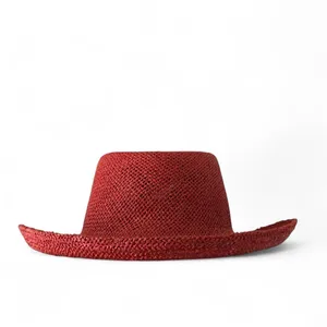 Unisex Western Ranch Rodeo Concert Festival Boho Indie Cowboy Cowgirl Straw Hat Cap Red Measurement in pics thumbnail 4