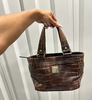 Dooney & Bourke Brown Croc Embossed Leather Small Satchel Bag J6277024 thumbnail 1