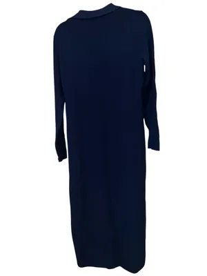 COMMENSE NWT Long Sleeve Button Knit Maxi Dress Navy Gold Buttons thumbnail 6