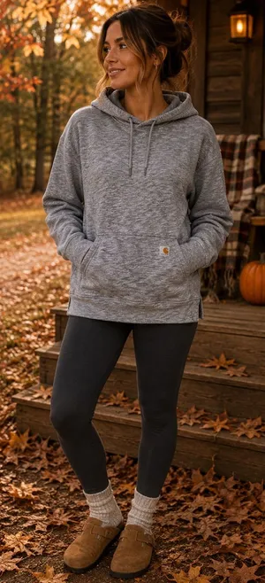 Carhartt Women’s Relaxed Fit Gray Heather Pullover Hoodie Size M 8/10 thumbnail 1