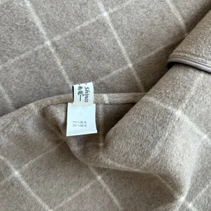 Checked Oversized Wool Coat With Drop Shoulders and Cocoon Silhouette thumbnail 5