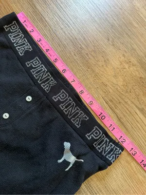 PINK Victoria's Secret Black Logo Thermal Leggings with Button Front thumbnail 5