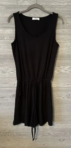 ZENANA Black Sleeveless Drawstring Waist Romper Shorts Women's Size‎ S thumbnail 1