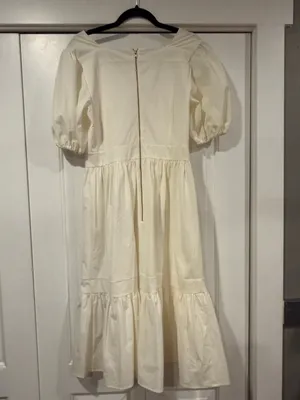 Rachel Parcell Cream Square Neck Puff Sleeve Midi‎ Dress medium thumbnail 6