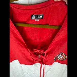 New Era Red/White San Francisco 49ers Athletic Varsity Lace-Up Long Sleeve thumbnail 2