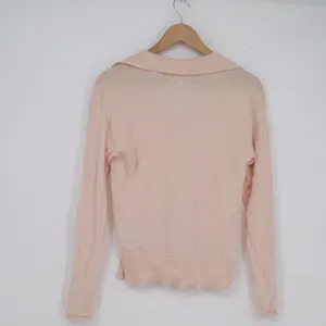 Banana Republic Womens XS Peach Pink 100% Merino Wool Polo V-Neck Sweater thumbnail 5