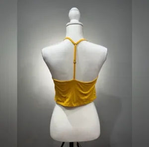 Ambiance Apparel CLEARANCE! Gold Boutique Lattice Front Crop Tank Size L NWT thumbnail 2