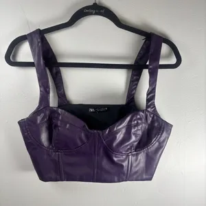 Zara Purple Faux Leather Bustier thumbnail 2