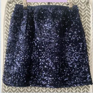 New Witjout Tag Navy Blue Sequin Skirt Size S thumbnail 1
