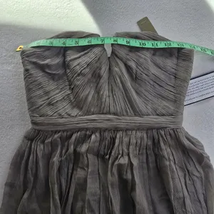 J. Crew NWT 47S Nadia Strapless Silk Chiffon‎ Dress Graphite Grey Notched Size 0 thumbnail 7