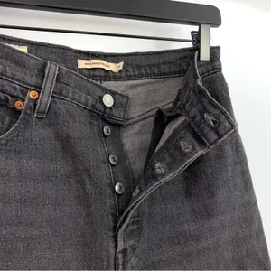 LEVI'S Premium Ribcage Straight Ankle Jean Wash Black Grey Denim 26 thumbnail 5