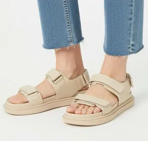 Zara Leather Platform Chunky Dad Sandals - Cream/Beige - Size 38 thumbnail 1