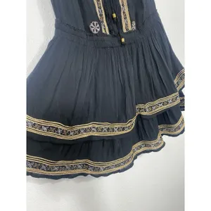 Boston Proper Black Embroidered Beaded Mini Floral Dress Scoop Neck Size S thumbnail 8