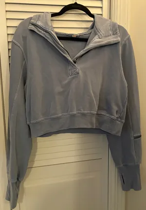 Free People Movement Light Blue Cropped Quarter Zip thumbnail 1