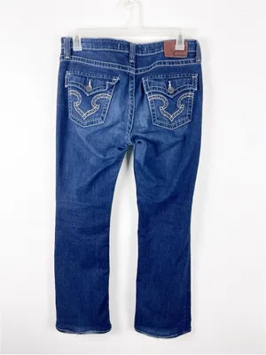 BKE Hazel Curvy Fit Distressed Five Pockets Blue Denim Jeans Size 33L Western thumbnail 2