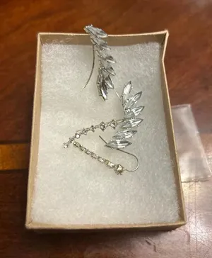 High fashion angel wings earring jewlery silver tone cute thumbnail 1