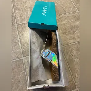 Anna Holographic Sandals with Cork Sole- Size 9 thumbnail 3
