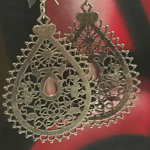 Paparazzi Eden Glow Red Cat's Eye Silver Filigree Teardrop Earrings thumbnail 4