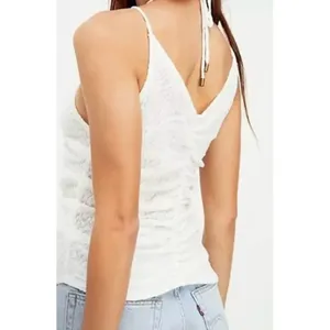 Free People Womens White‎ Love Her Lace Textured Keyhole Boho Indie Hippie Sz M thumbnail 3