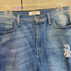 Vibrant Distressed Flare Jeans Medium Wash Size 15 / 31 Boho Hippie thumbnail 5
