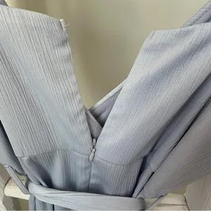 Rumor Light Blue Belted Flared Ruffle Bottom Mini Dress SZ Small thumbnail 4